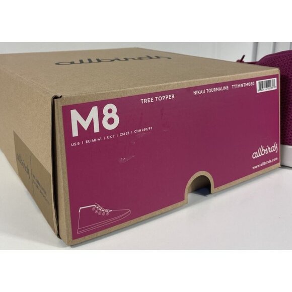 Allbirds Tree Toppers High Top Shoes Lace Up Sneakers Pink Men's US 8 NEW Nature - Picture 9 of 10